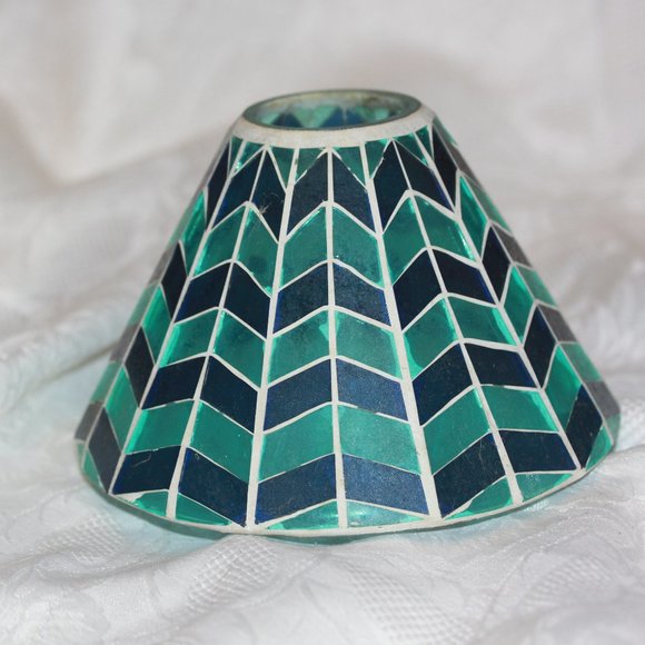 Yankee Candle Mosaic Large Jar Shade Topper Stained Glass Blue